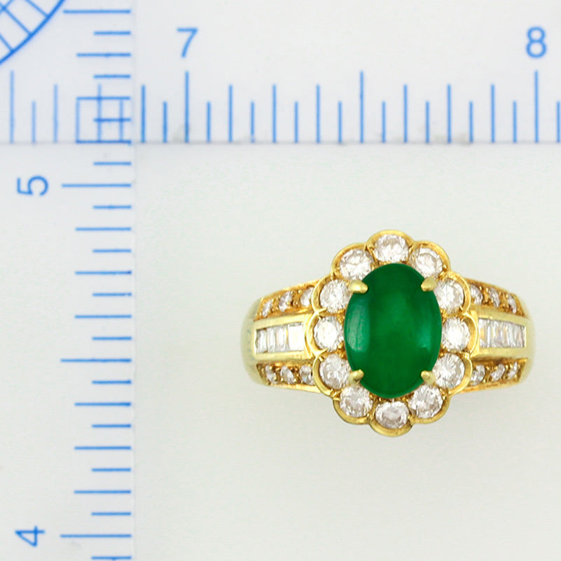 Estate Jewelry | Vintage Jadeite Jade and Diamond Ring in 18K Yellow Gold | UPC #353299