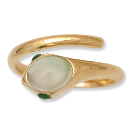 ICE JADEITE JADE 14K YELLOW GOLD SNAKE BYPASS RING UPC #395732