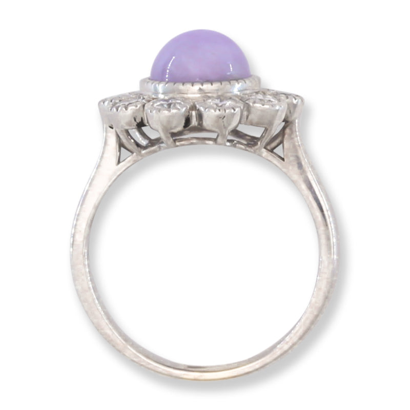 18K White Gold Designer Lavender Jadeite Jade Ring | UPC #398054
