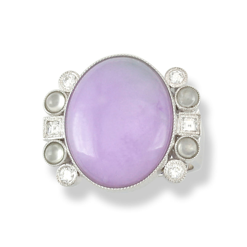 18K White Gold Lavender Jadeite Jade Cocktail Ring | UPC #341203