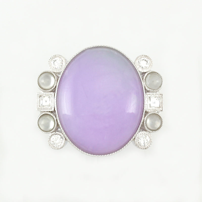 18K White Gold Lavender Jadeite Jade Cocktail Ring | UPC #341203