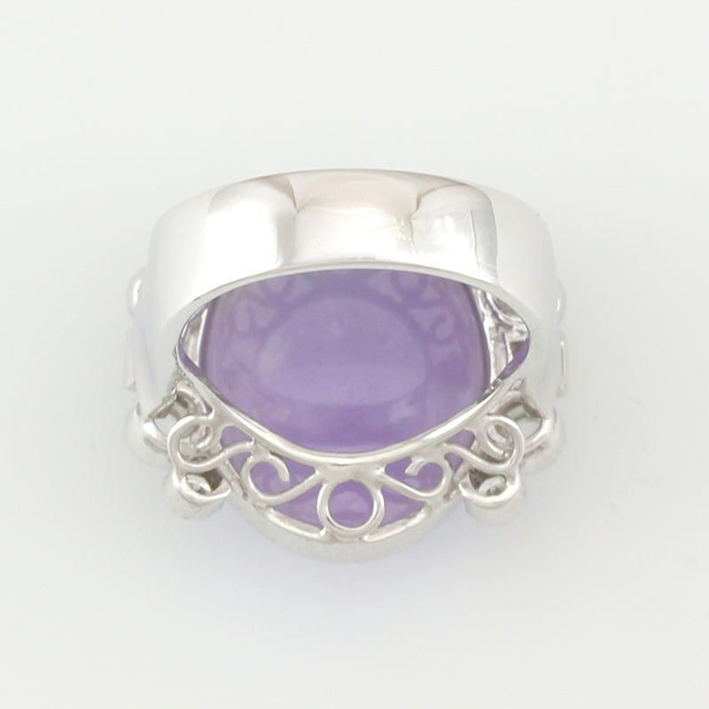 18K White Gold Lavender Jadeite Jade Cocktail Ring | UPC #341203