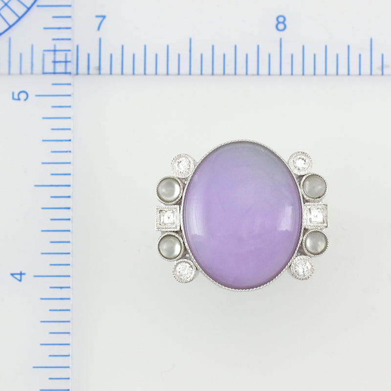 18K White Gold Lavender Jadeite Jade Cocktail Ring | UPC #341203