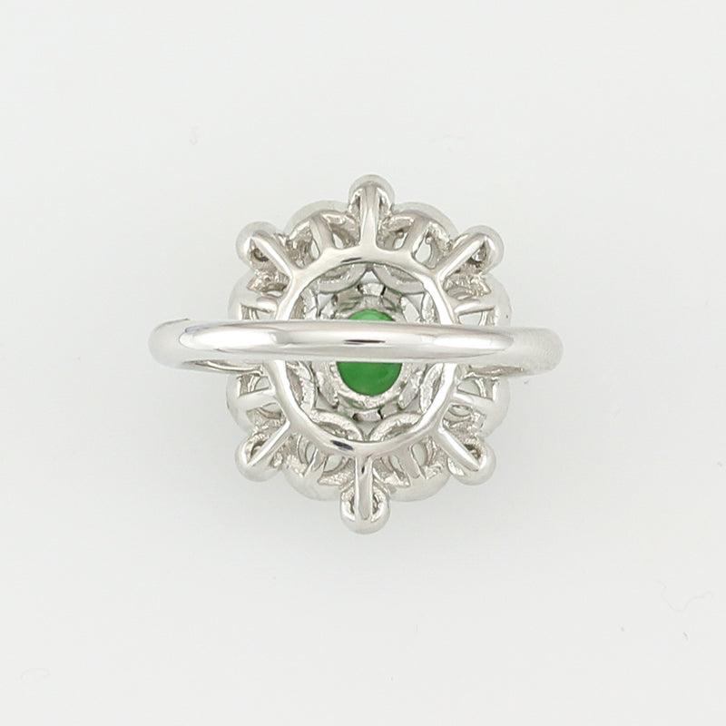 18K White Gold Designer Green and Ice Jadeite Jade Ring | UPC #341685