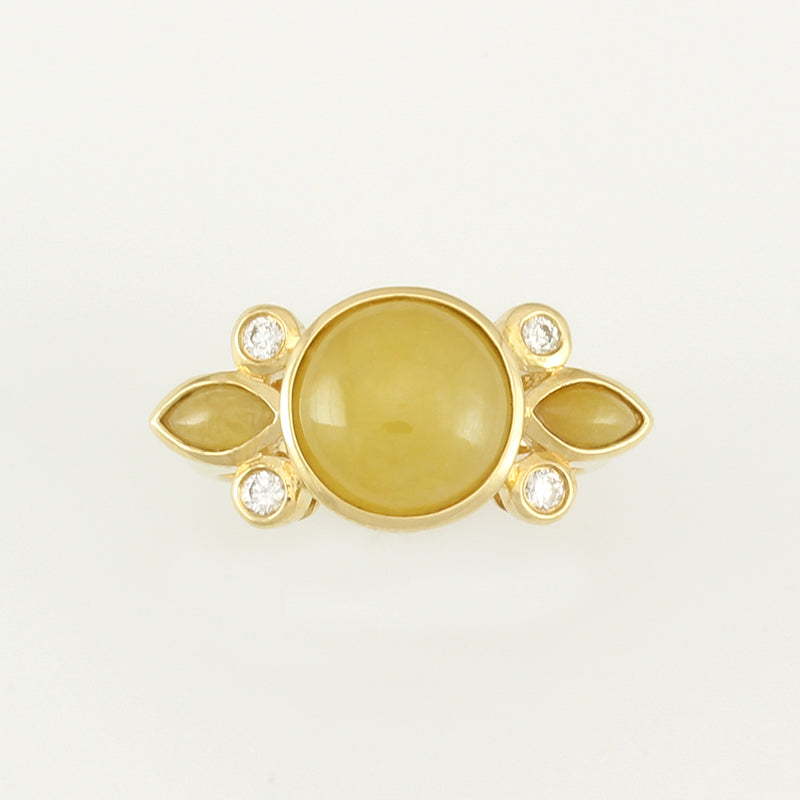 18K Yellow Gold Yellow Jadeite Jade Ring | UPC #341937