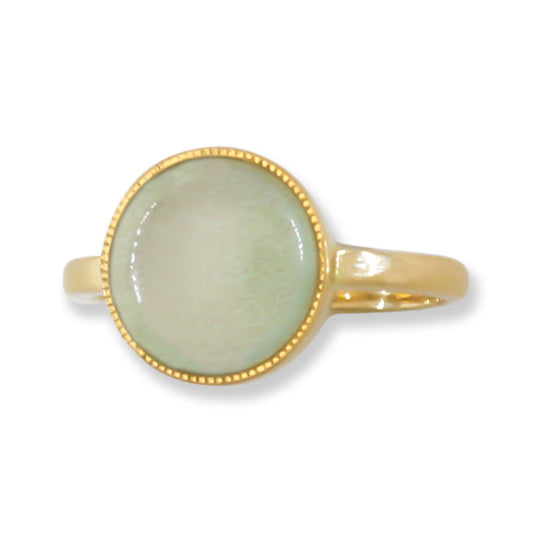 Ice Jadeite Jade 14K Yellow Gold Solitaire Ring | UPC #392274