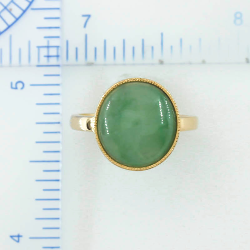 GREEN JADEITE JADE 14K YELLOW GOLD RING UPC #392250