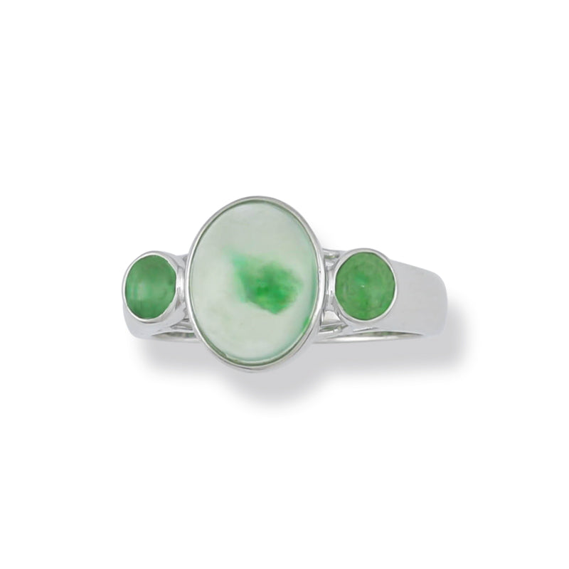 18K White Gold Water Jadeite Jade Ring for Women | UPC #357778