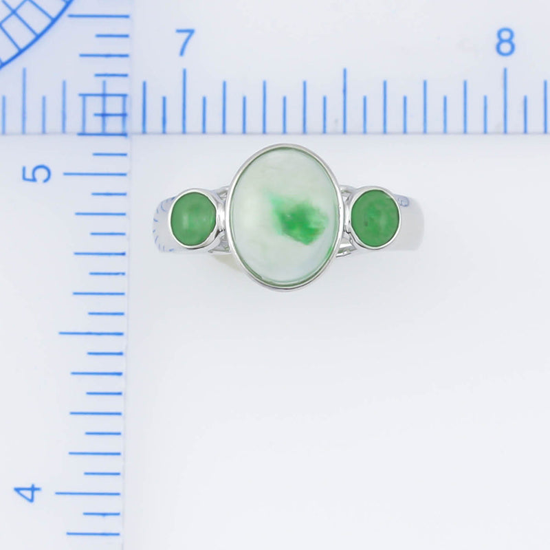 18K White Gold Water Jadeite Jade Ring for Women | UPC #357778