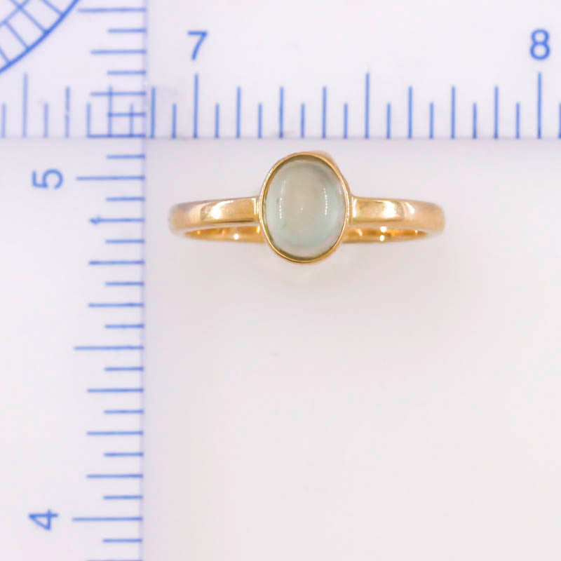 Ice Jadeite Jade 14K Yellow Gold Solitaire ring | UPC #397248
