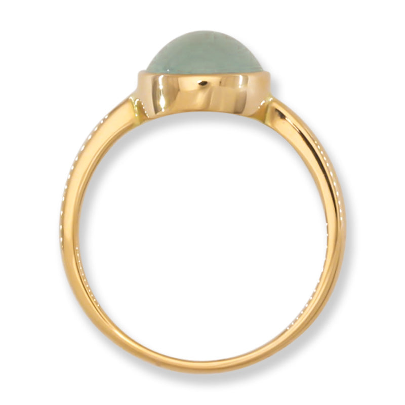 Ice Jadeite Jade 14K Yellow Gold Solitaire ring | UPC #397217