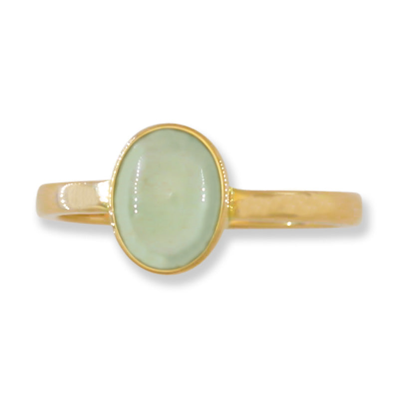Water Jadeite Jade 14K Yellow Gold Solitaire ring | UPC #392311