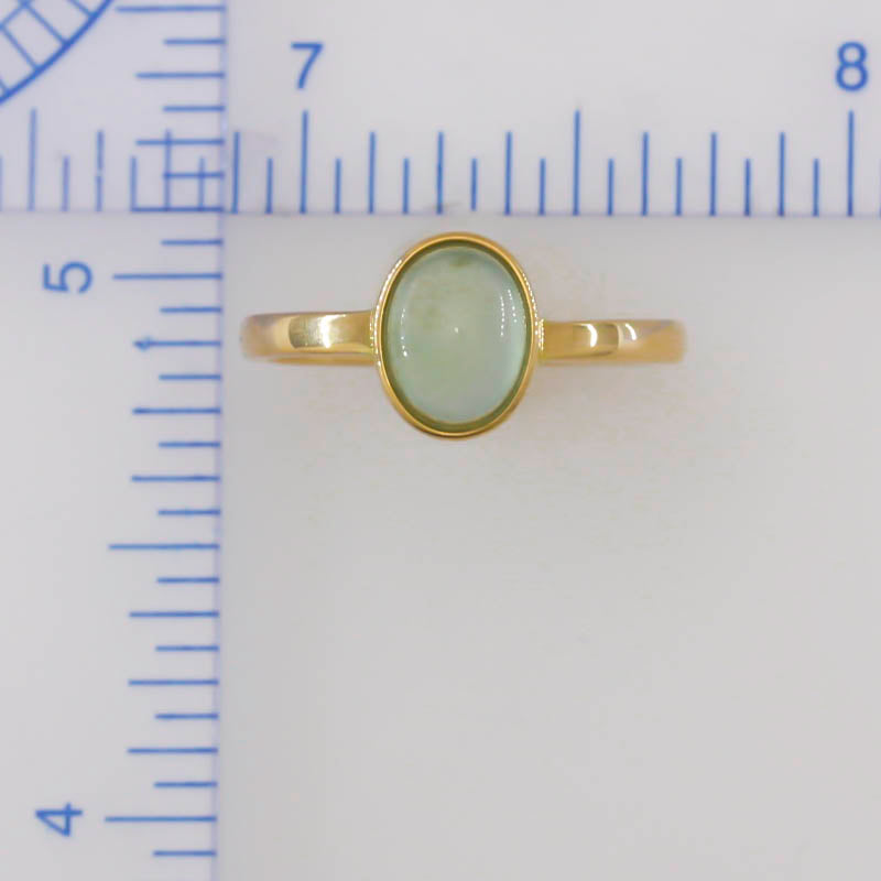 Water Jadeite Jade 14K Yellow Gold Solitaire ring | UPC #392311