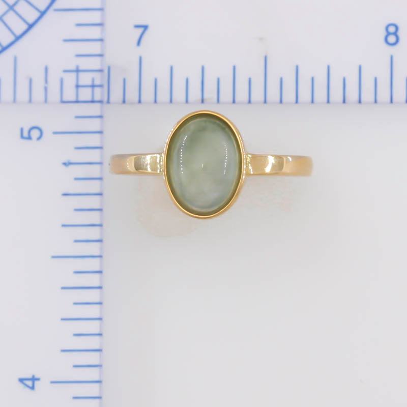 Water Jadeite Jade 14K Yellow Gold Solitaire Ring | UPC #392304