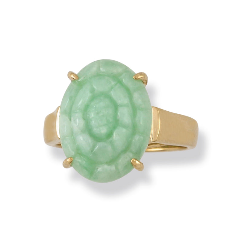 14K Yellow Gold Green Jadeite Jade Carved Floral Ring – Mason-Kay