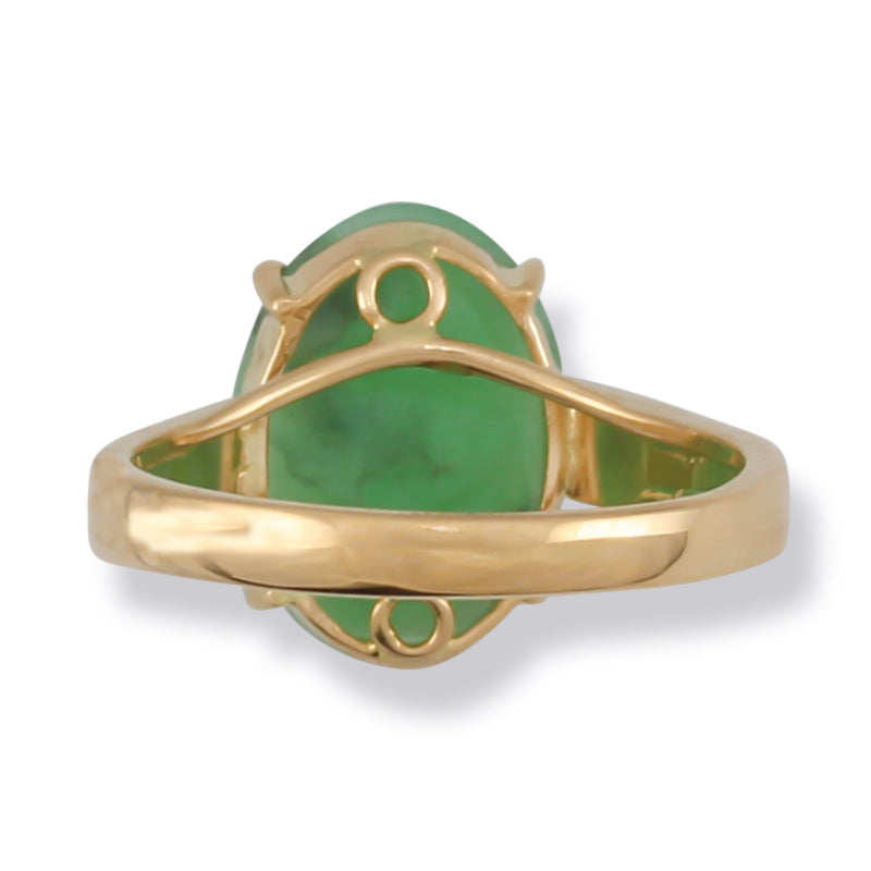 14K Yellow Gold Green Jadeite Jade Carved Dragon Ring | UPC #373686