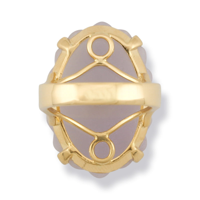 18K Yellow Gold Lavender Jade Cocktail Ring | Flower Ring with Jade and Ruby | UPC #382503