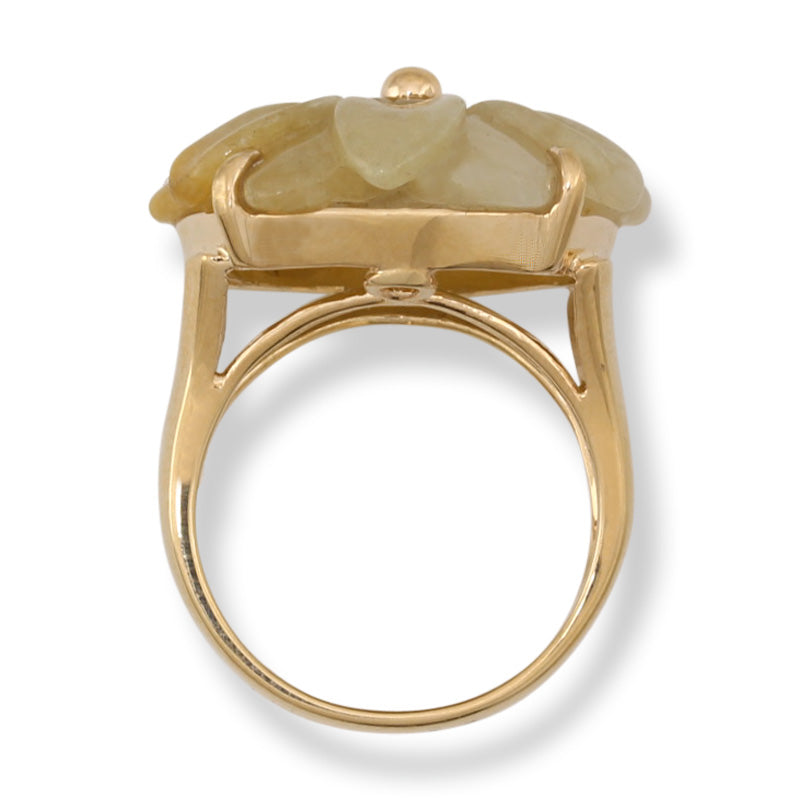 Yellow Jadeite Jade Ring in 14K Yellow Gold | Flower Ring | UPC #383647