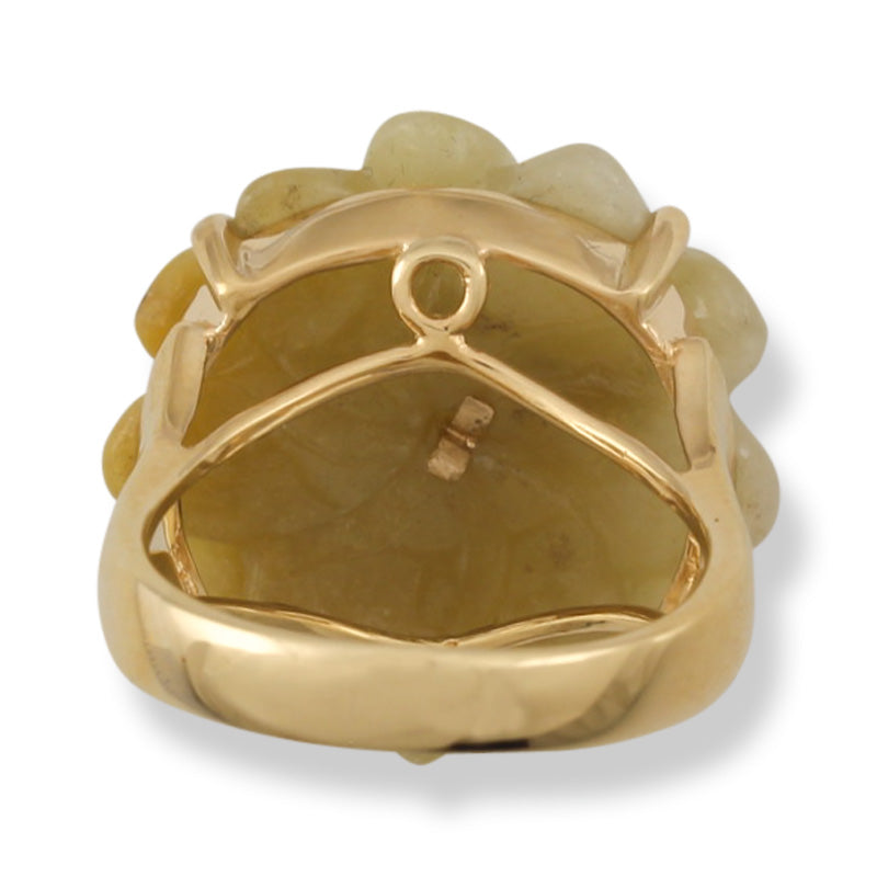 Yellow Jadeite Jade Ring in 14K Yellow Gold | Flower Ring | UPC #383647