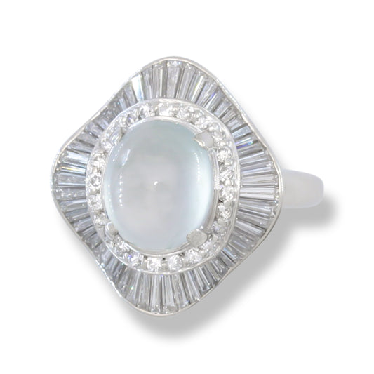 Ice Jadeite Jade and Diamond Platinum Ballerina Ring | UPC #393141