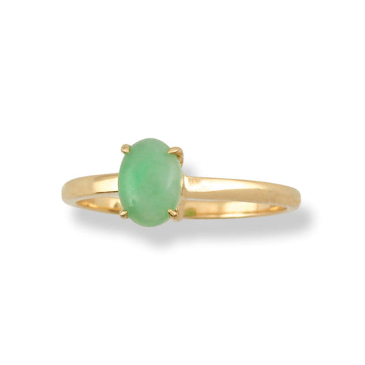 14K Yellow Gold Green Jadeite Jade Ring | UPC #387294