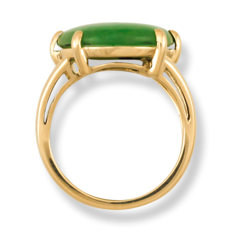 Jadeite Jade Fashion Ring for Women in 14K Yellow Gold | UPC #390515