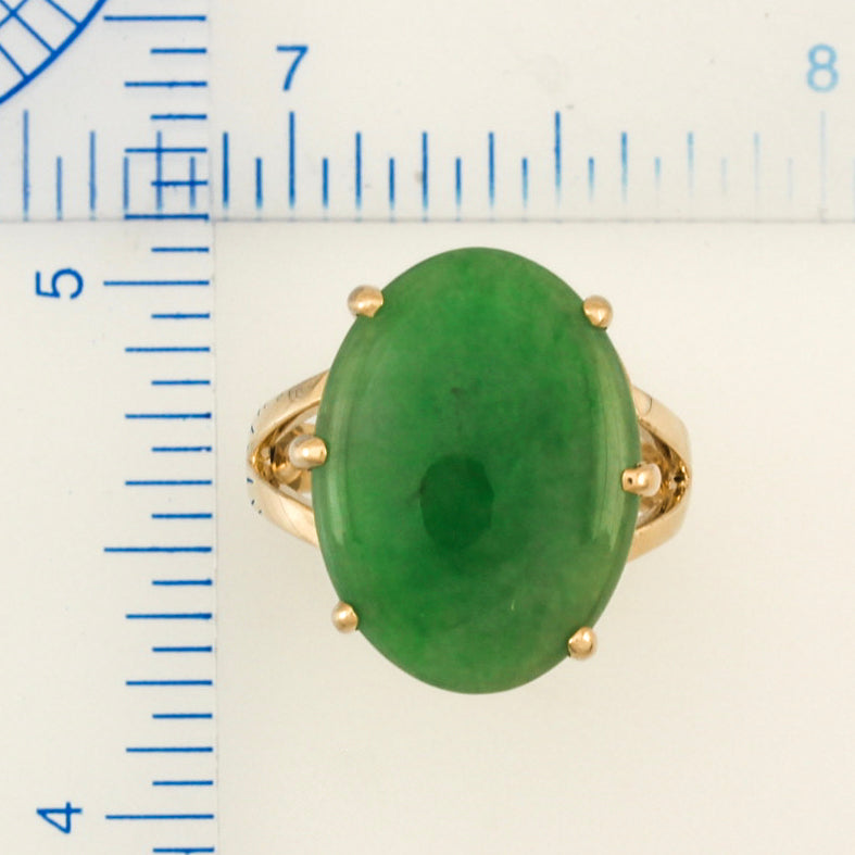 Jadeite Jade Fashion Ring for Women in 14K Yellow Gold | UPC #390515
