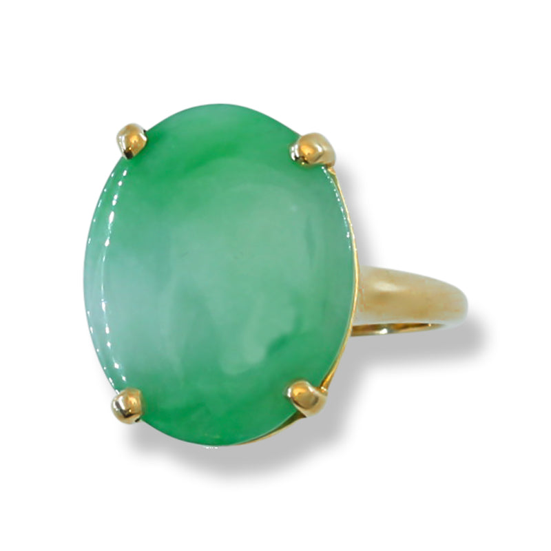 VINTAGE GREEN JADEITE JADE 14K YELLOW GOLD RING UPC #395039