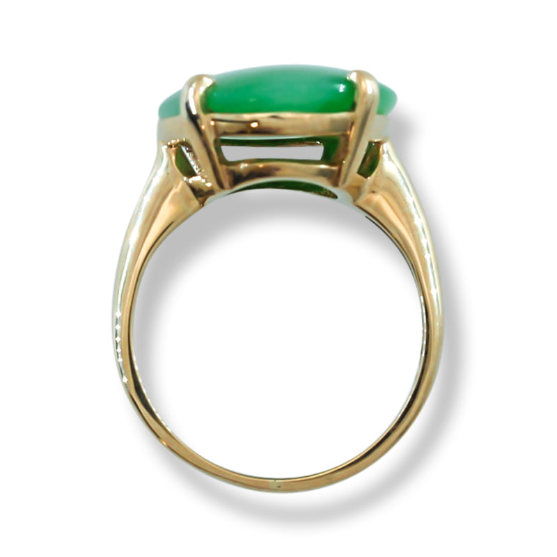 VINTAGE GREEN JADEITE JADE 14K YELLOW GOLD RING UPC #395039