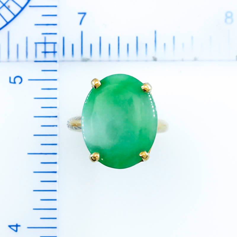 VINTAGE GREEN JADEITE JADE 14K YELLOW GOLD RING UPC #395039