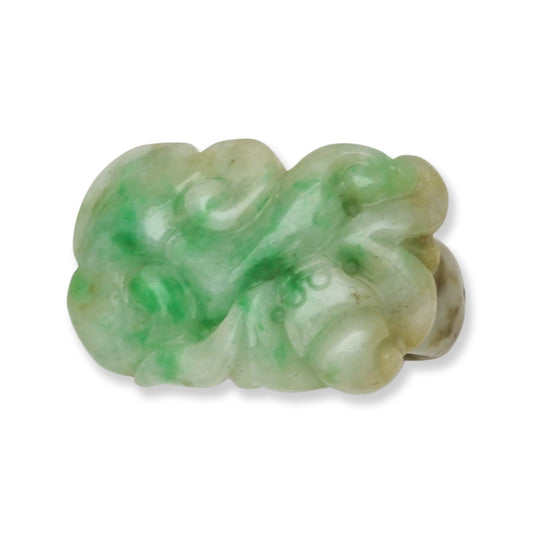 Vintage Green Jadeite Jade Continuous Carved Saddle Ring Size 6.75 | UPC #396654