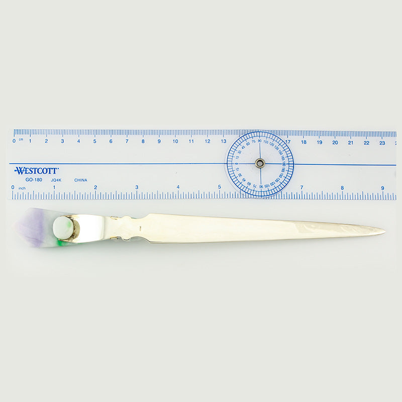 CARVED GREEN & LAVENDER JADEITE JADE DRAGON LETTER OPENER UPC #314825