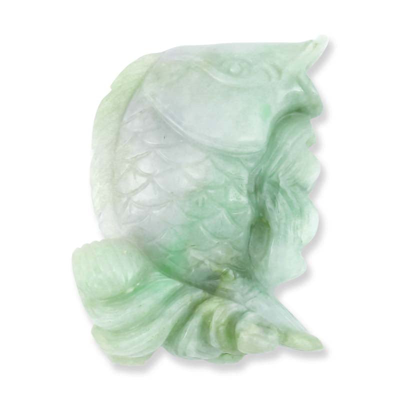 GREEN & LAVENDER JADEITE JADE CARVED FISH STATUARY UPC #102996