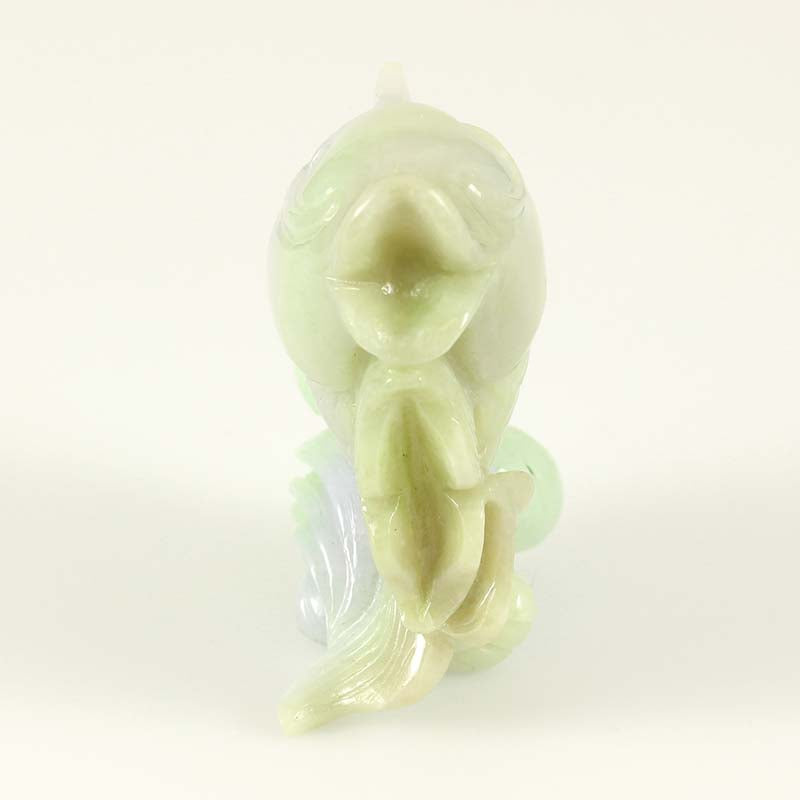 GREEN & LAVENDER JADEITE JADE CARVED FISH STATUARY UPC #102996
