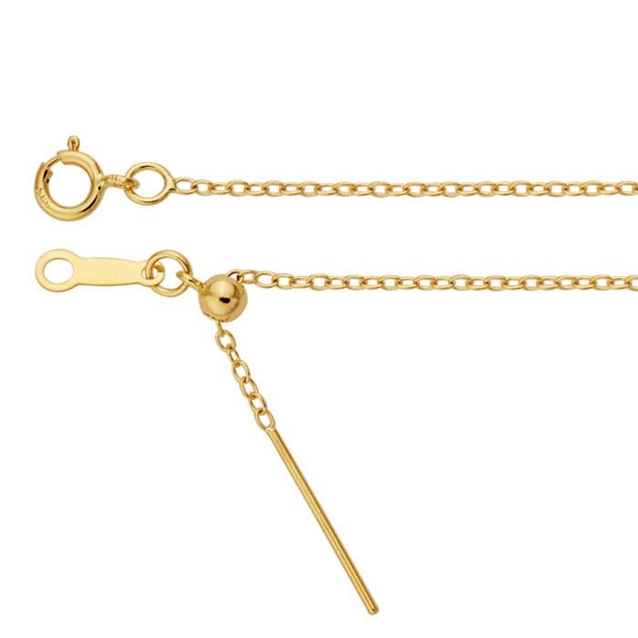 22 Inch 1.1mm Gold Filled (NOT SOLID GOLD) (14K Yellow Gold) Adjustable Cable Chain | UPC# 000322