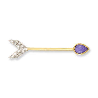Lavender Jadeite Jade Arrow 18k Yellow Gold Pin | UPC #401082