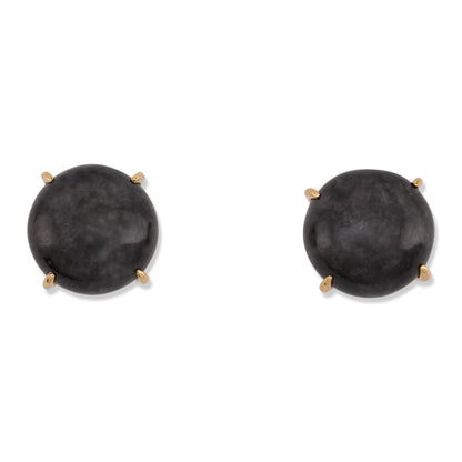 14K YELLOW GOLD GREY JADEITE JADE STUD EARRING UPC #387263