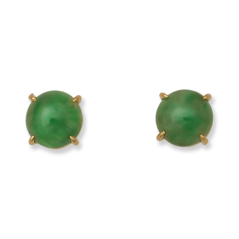 GREEN JADEITE JADE STUD 14K YELLOW GOLD EARRING UPC #348790