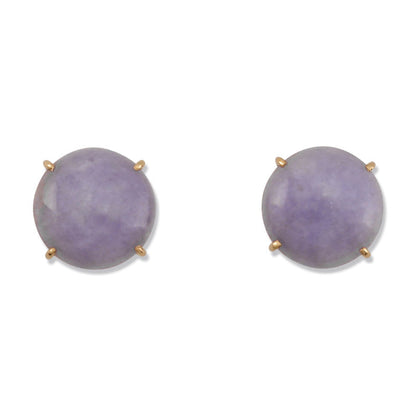 14K YELLOW GOLD LAVENDER JADEITE JADE STUD EARRING UPC #373860