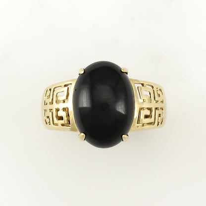 14K YELLOW GOLD BLACK NEPHRITE JADE RING UPC #304239