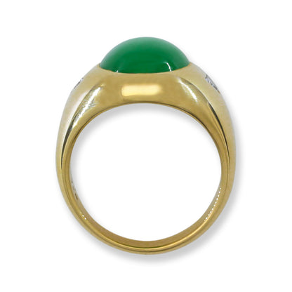 Green Jadeite Jade and Diamond Ring in 14K Yellow Gold | UPC #391246