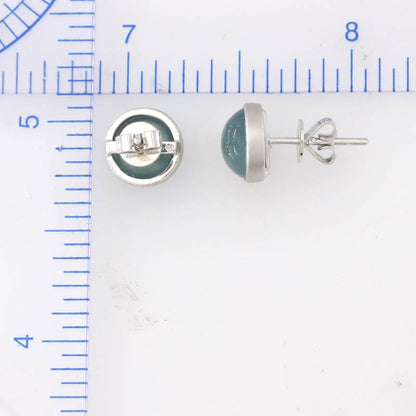 Blue Green Guatemalan Jadeite Jade Stud Earring In 14K White Gold Jade Jewelry