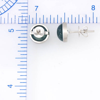 Blue Green Guatemalan Jadeite Jade Stud Earring in 14K White Gold  | UPC #402713