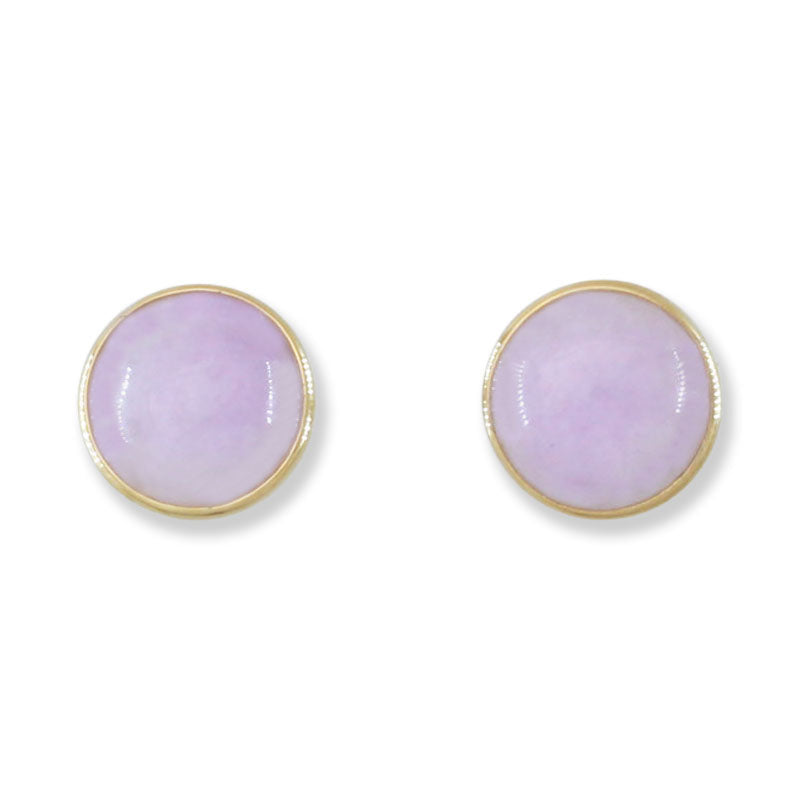 Lavender Jadeite Jade Stud Earring In 14K Yellow Gold Jade Jewelry