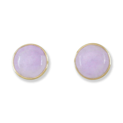 Lavender Jadeite Jade Stud Earring In 14K Yellow Gold Jade Jewelry