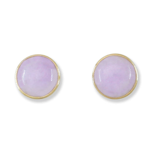 Lavender Jadeite Jade Stud Earring in 14K Yellow Gold  | UPC #401846
