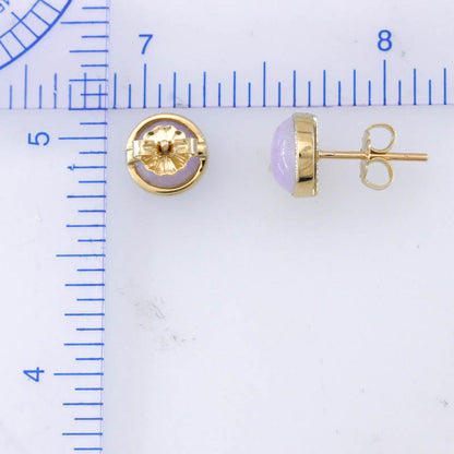 Lavender Jadeite Jade Stud Earring In 14K Yellow Gold Jade Jewelry