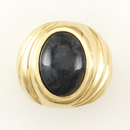 14K Yellow Gold Grey Jadeite Jade Ring for Men | Grey Jadeite Jade | UPC #337770