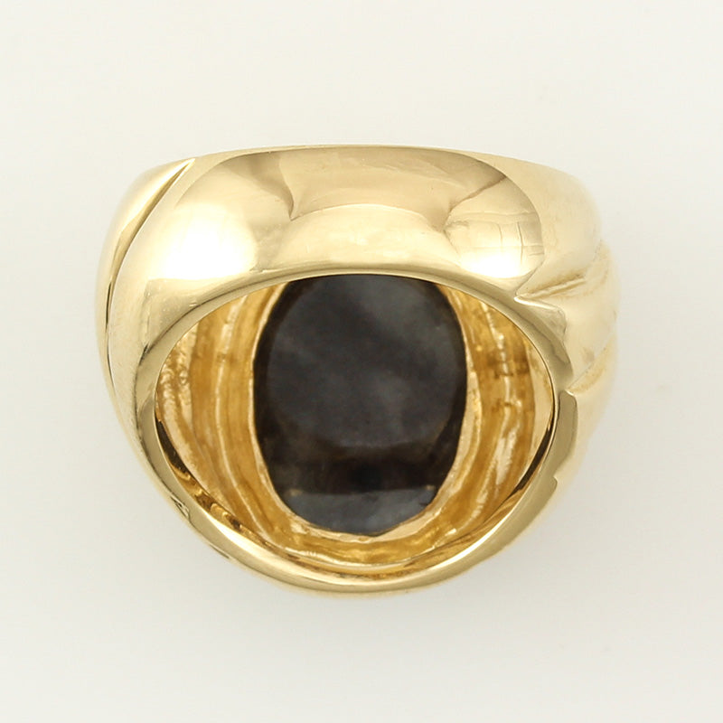 14K Yellow Gold Grey Jadeite Jade Ring for Men | Grey Jadeite Jade | UPC #337770