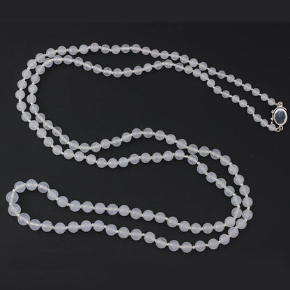 18K White Gold Ice Jadeite Jade Bead Necklace | UPC #369719